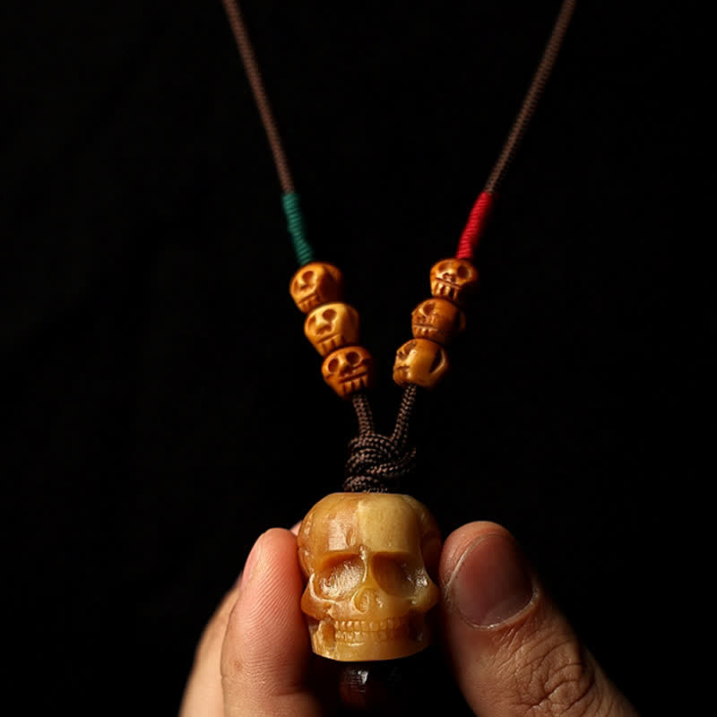 Tibetan Camel Bone Skull Protection Necklace 50cm Unisex