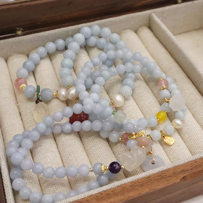 Aquamarine Chalcedony Serenity Charm Bracelet for Meditation