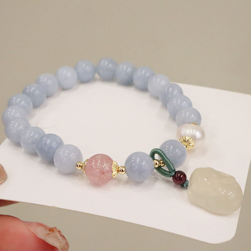 Aquamarine Chalcedony Serenity Charm Bracelet for Meditation