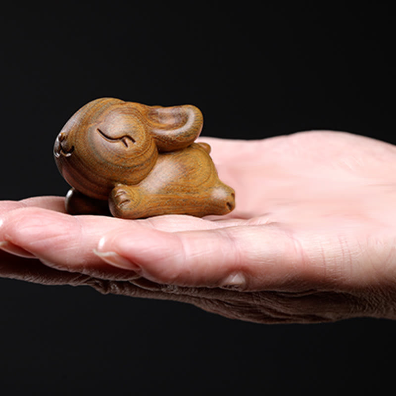 Small Green Sandalwood Rabbit Decoration for Peaceful Home
