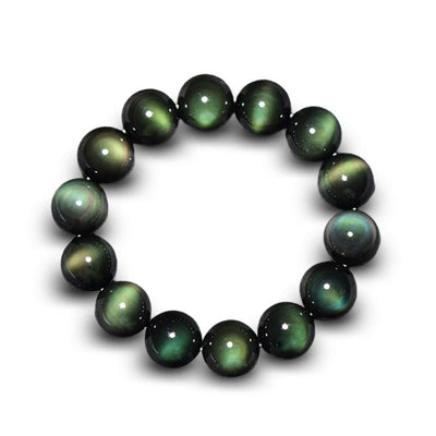 Bracelet de richesse en obsidienne œil vert naturel 8 mm