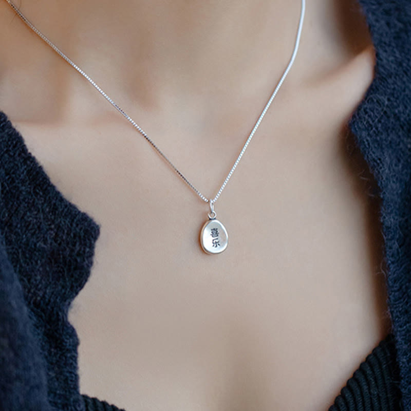 999 Sterling Silver Spiritual Necklace with Peace Joy Fu Charm