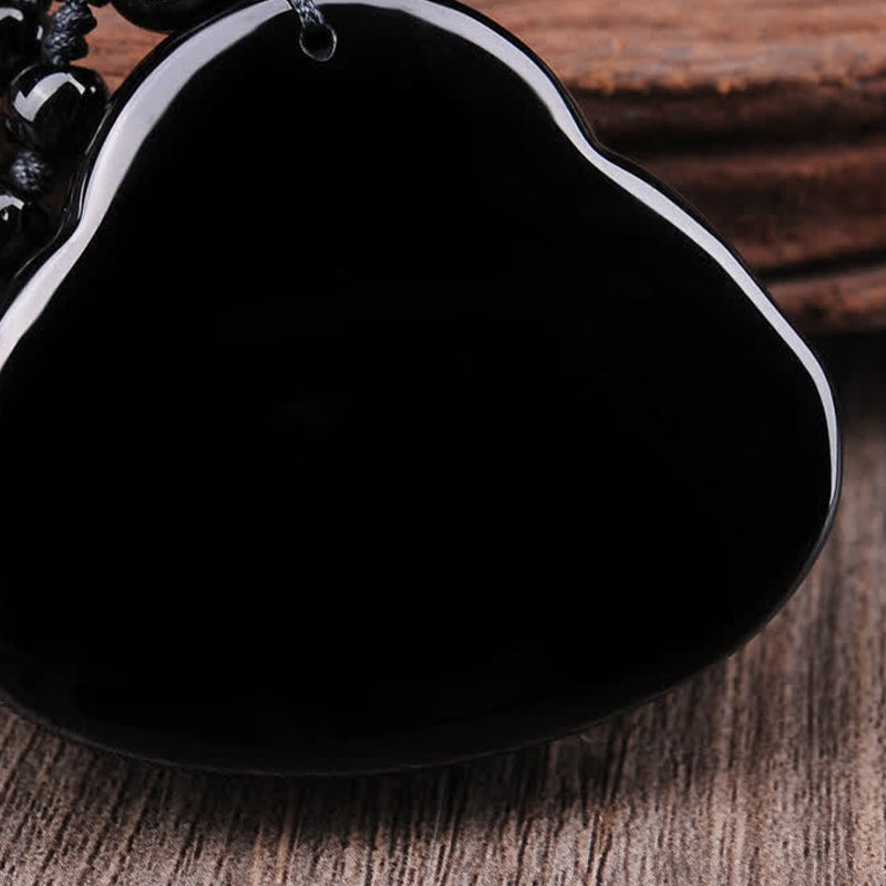 Black Obsidian Laughing Buddha Transformation Pendant