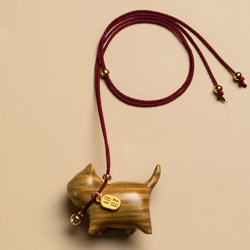 Ebony Wood Green Sandalwood Lucky Cat Balance Car Hanging