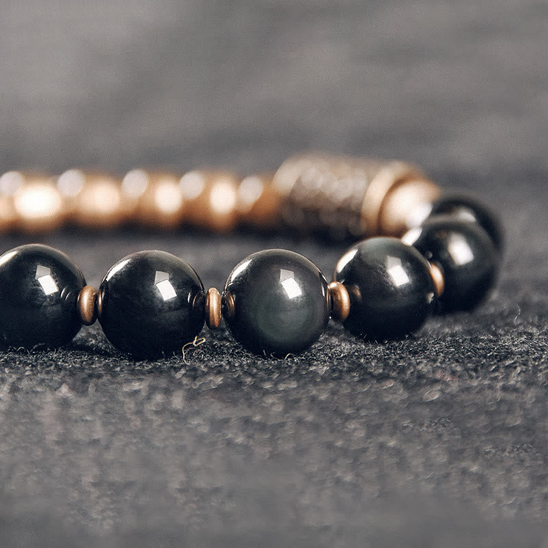 Rainbow Obsidian Copper Healing Bracelet | Lava Rock Energy