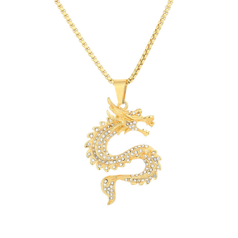 Collier dragon avec pendentif de protection en zircon | Sons de guérison