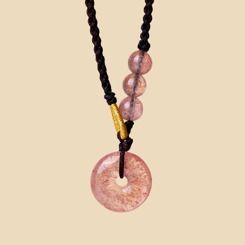 Strawberry Quartz Peace Buckle Healing Necklace 45cm