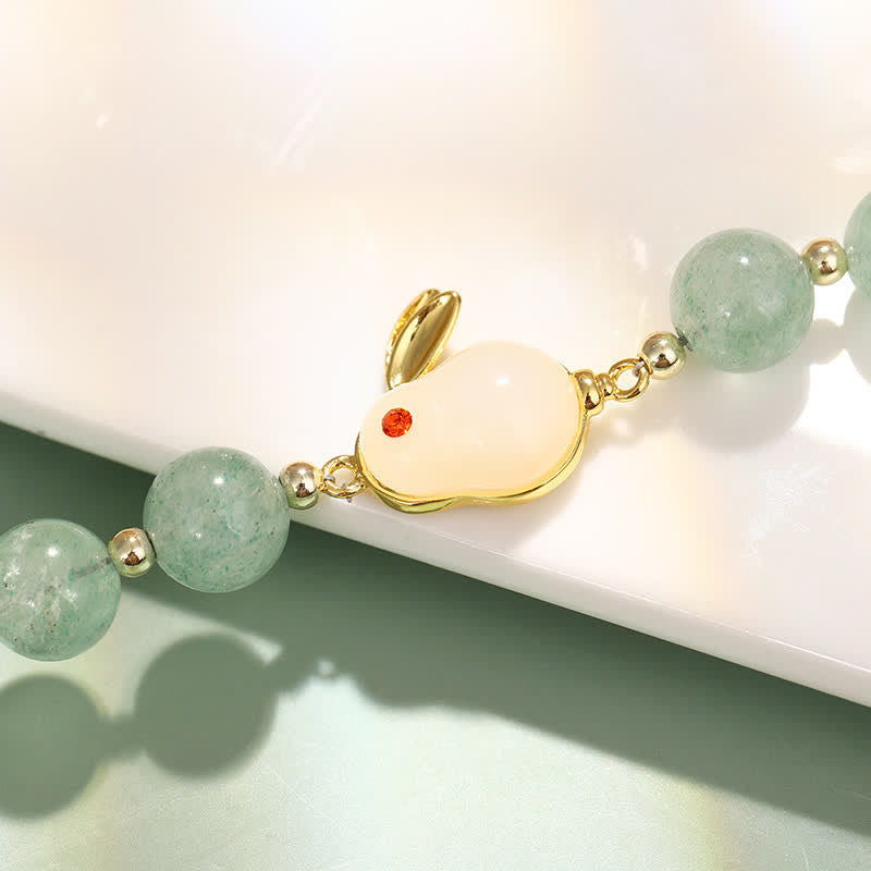 Green Aventurine Rabbit Luck Bead Bracelet for Positive Energy