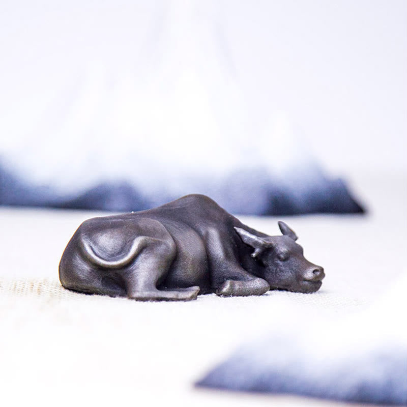 Statue de buffle d'eau de 10 cm en poudre de fer et résine | Décoration Feng Shui