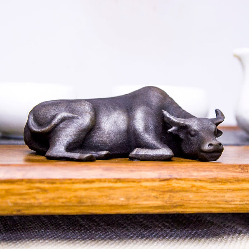 Statue de buffle d'eau de 10 cm en poudre de fer et résine | Décoration Feng Shui