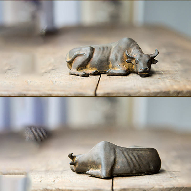 Statue de buffle d'eau de 10 cm en poudre de fer et résine | Décoration Feng Shui