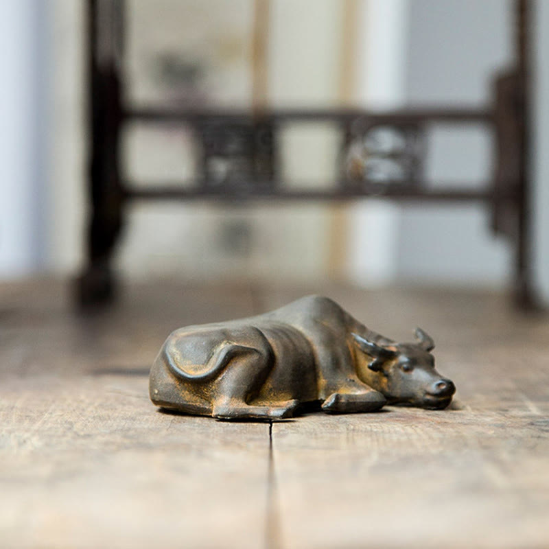 Statue de buffle d'eau de 10 cm en poudre de fer et résine | Décoration Feng Shui