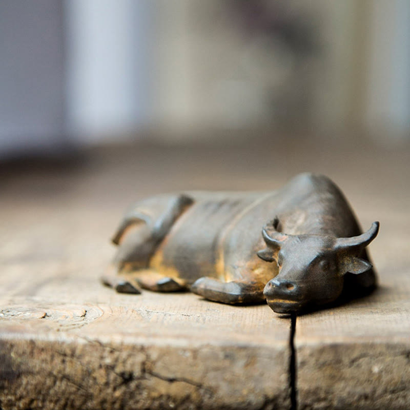 Statue de buffle d'eau de 10 cm en poudre de fer et résine | Décoration Feng Shui