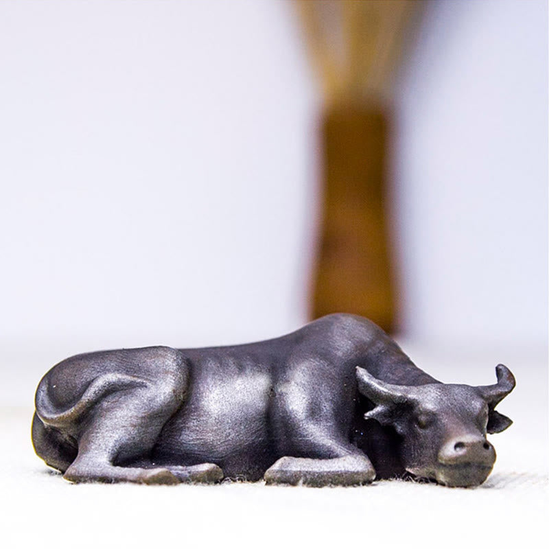 Statue de buffle d'eau de 10 cm en poudre de fer et résine | Décoration Feng Shui