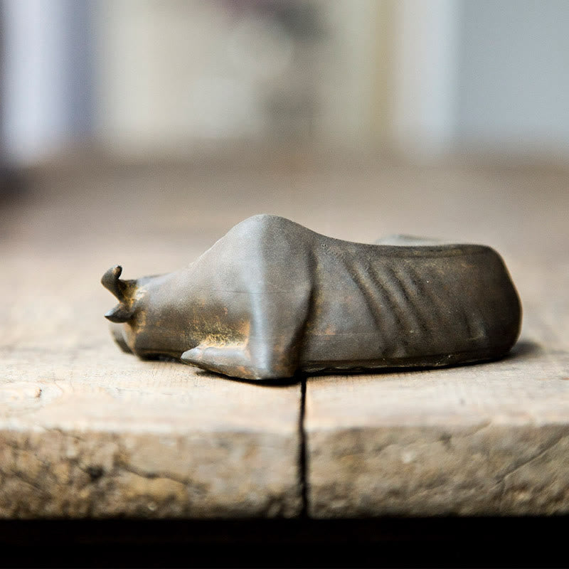 Statue de buffle d'eau de 10 cm en poudre de fer et résine | Décoration Feng Shui