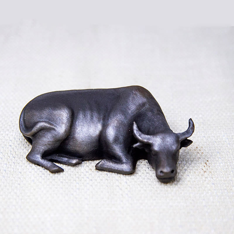 Statue de buffle d'eau de 10 cm en poudre de fer et résine | Décoration Feng Shui