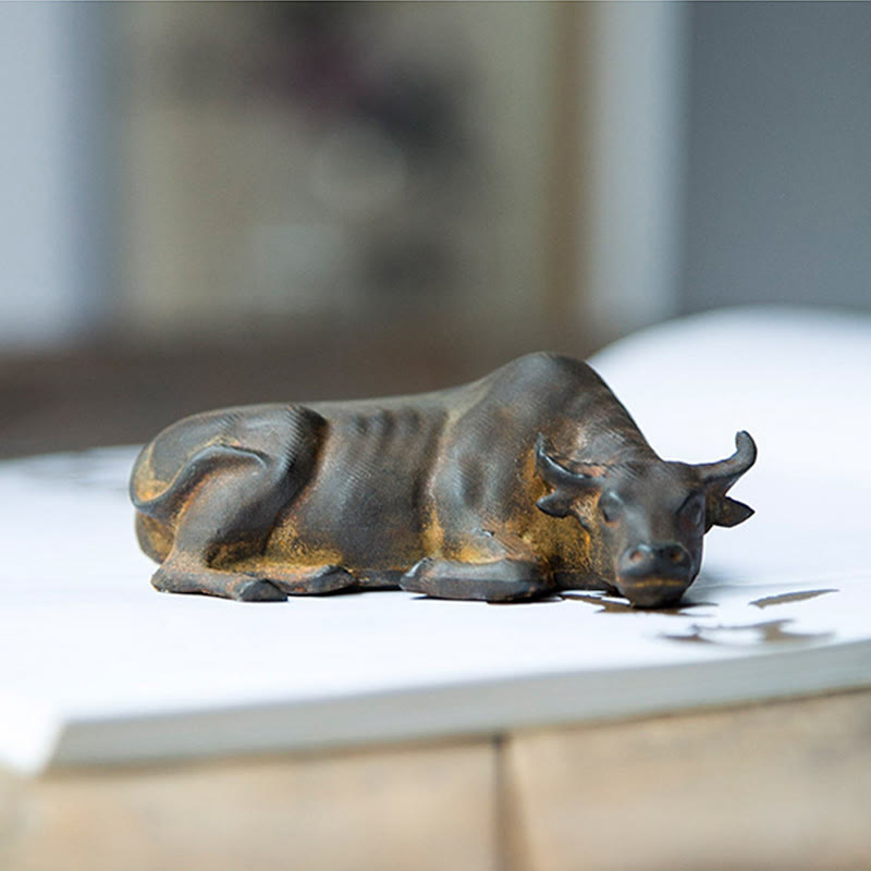 Statue de buffle d'eau de 10 cm en poudre de fer et résine | Décoration Feng Shui