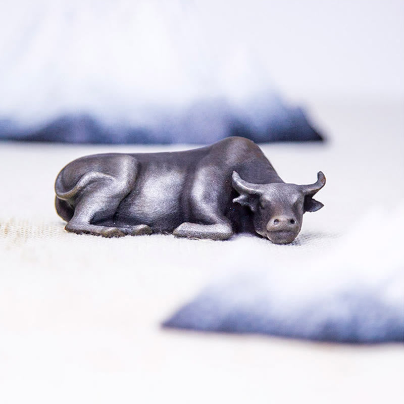 Statue de buffle d'eau de 10 cm en poudre de fer et résine | Décoration Feng Shui