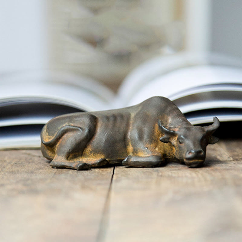 Statue de buffle d'eau de 10 cm en poudre de fer et résine | Décoration Feng Shui