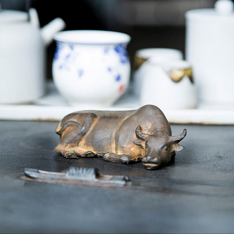 Statue de buffle d'eau de 10 cm en poudre de fer et résine | Décoration Feng Shui