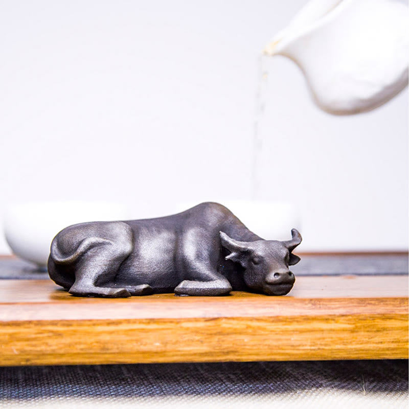 Statue de buffle d'eau de 10 cm en poudre de fer et résine | Décoration Feng Shui
