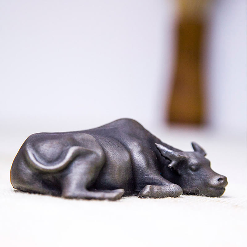 Statue de buffle d'eau de 10 cm en poudre de fer et résine | Décoration Feng Shui