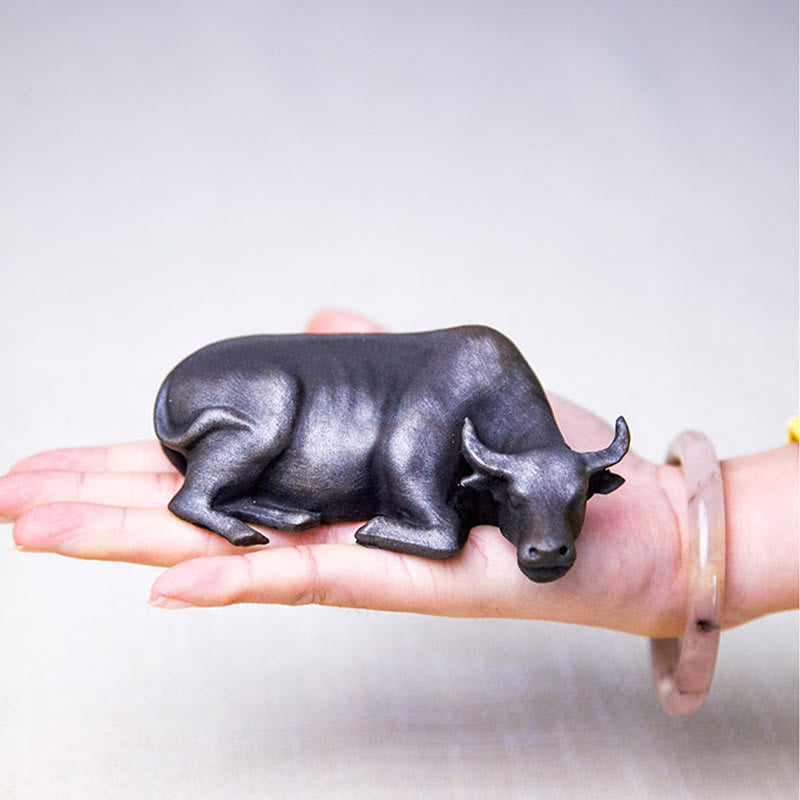 Statue de buffle d'eau de 10 cm en poudre de fer et résine | Décoration Feng Shui