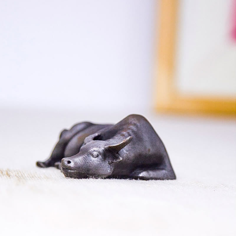 Statue de buffle d'eau de 10 cm en poudre de fer et résine | Décoration Feng Shui