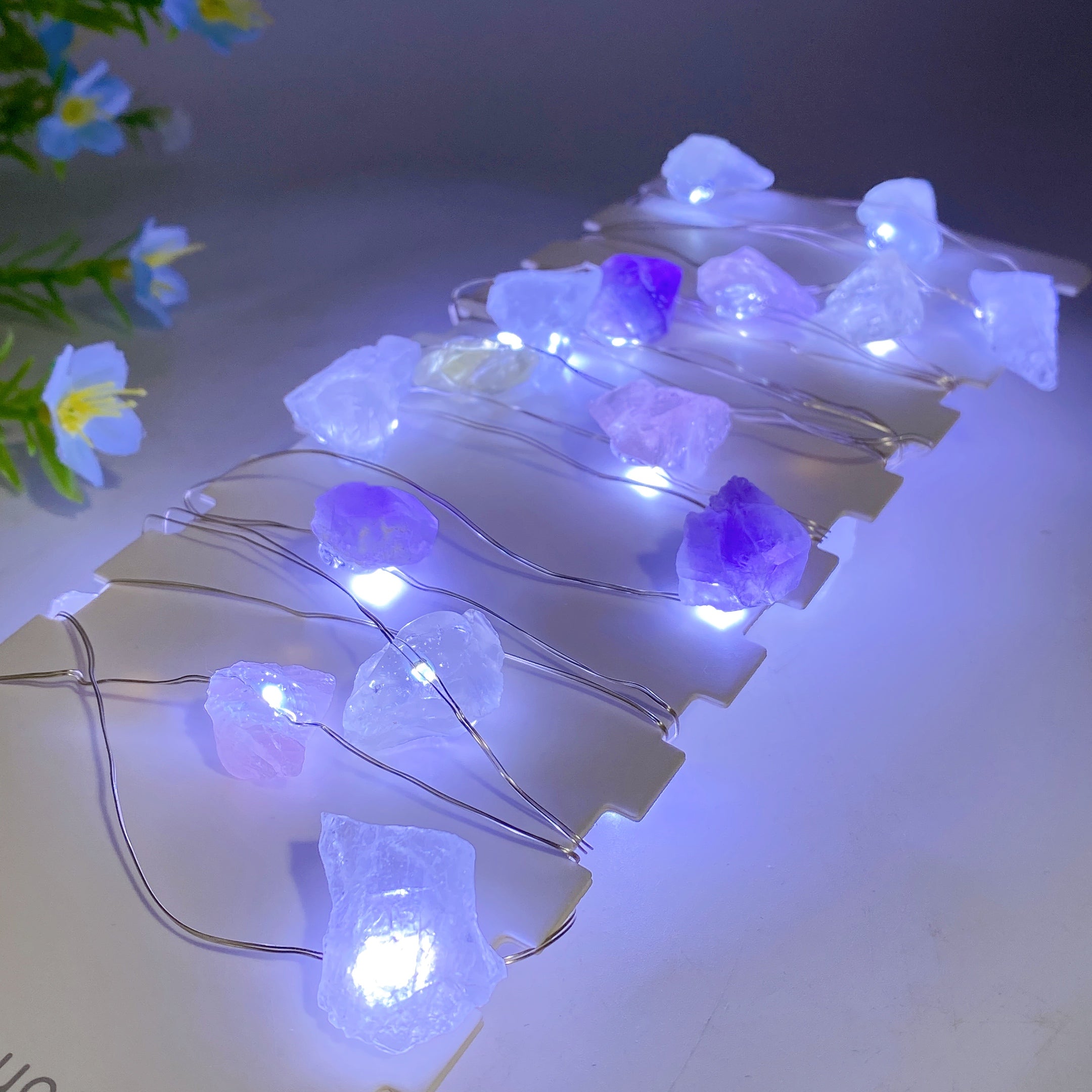 4m Raw Crystal LED Light for Healing & Decor