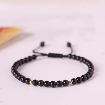 Bracelet de protection en corde d'obsidienne noire de 4 mm