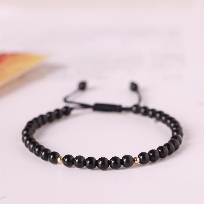 Bracelet de protection en corde d'obsidienne noire de 4 mm