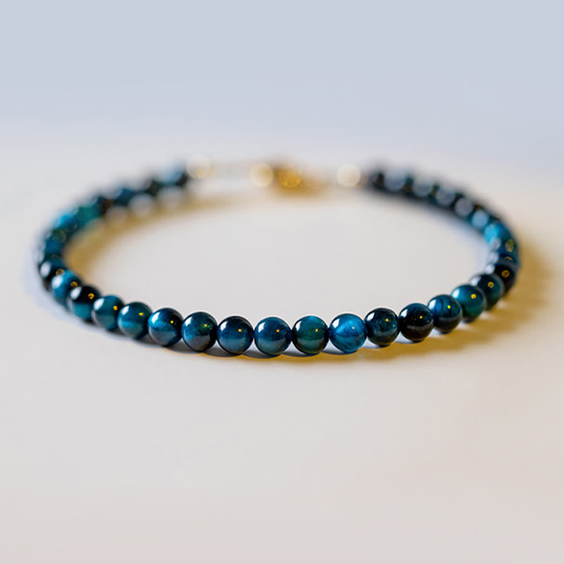 Bracelet de protection en chaîne œil de tigre bleu de 4 mm