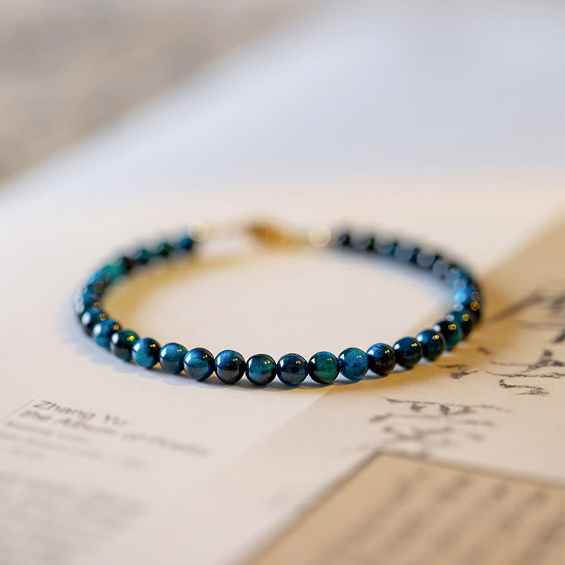 Bracelet de protection en chaîne œil de tigre bleu de 4 mm