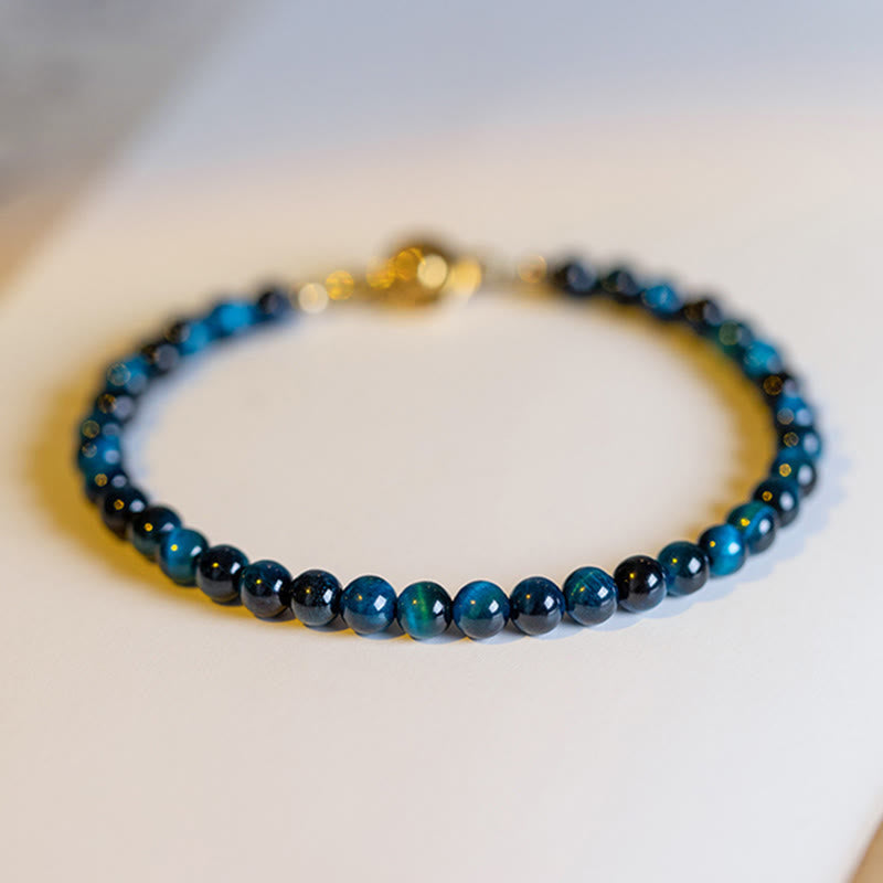 Bracelet de protection en chaîne œil de tigre bleu de 4 mm