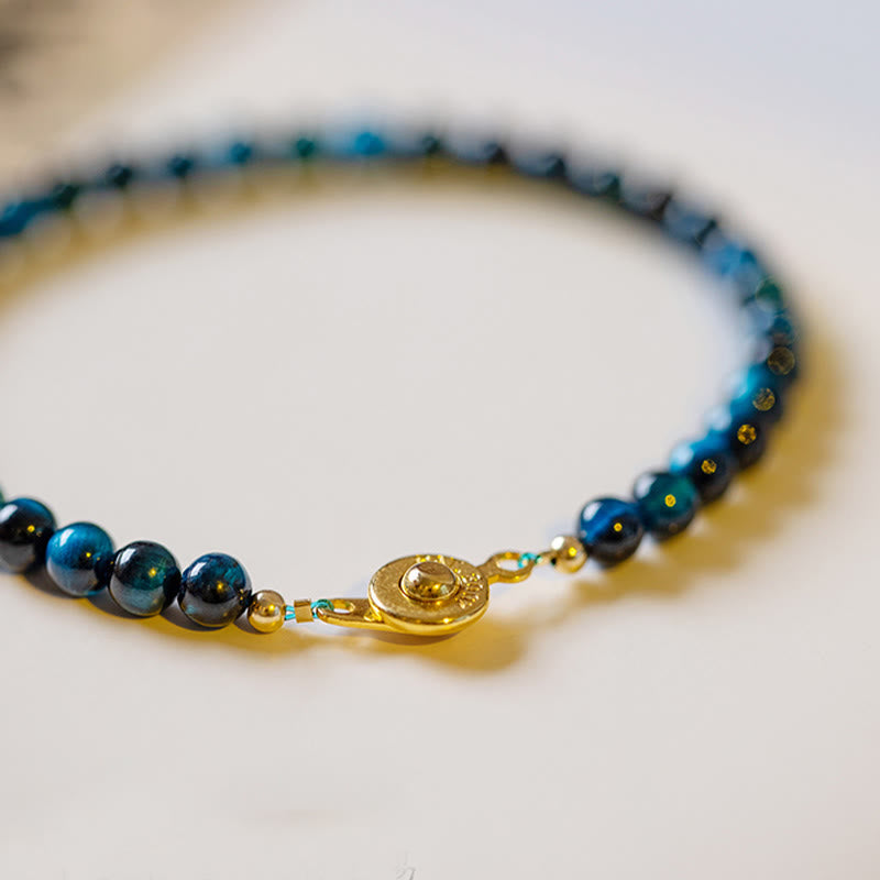 Bracelet de protection en chaîne œil de tigre bleu de 4 mm