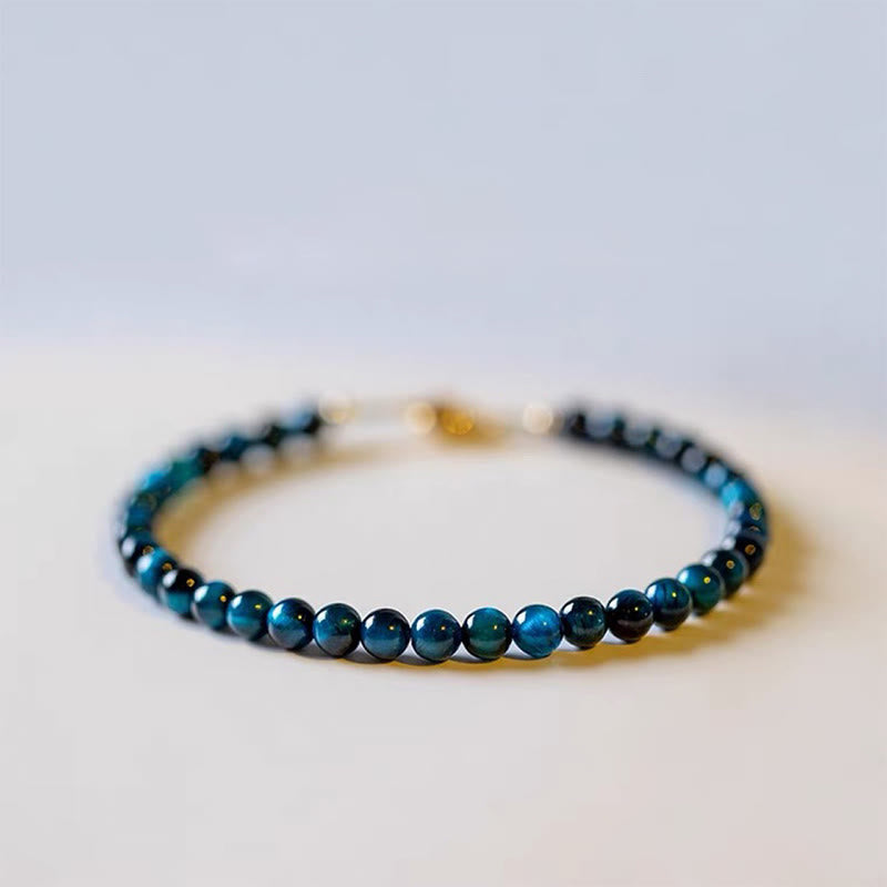 Bracelet de protection en chaîne œil de tigre bleu de 4 mm