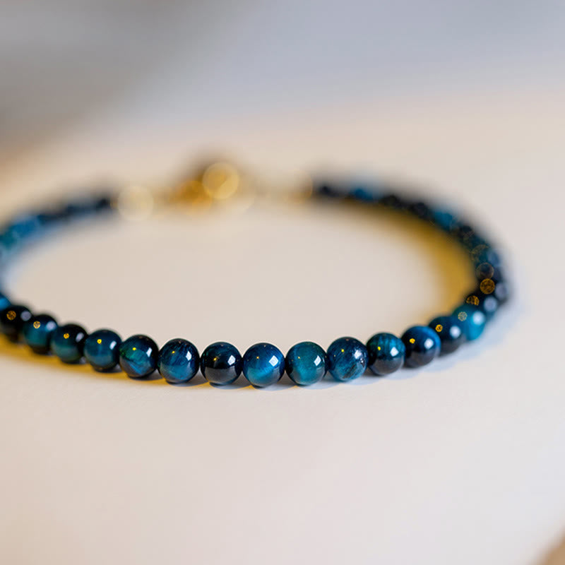 Bracelet de protection en chaîne œil de tigre bleu de 4 mm