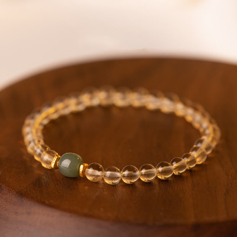 Bracelet de prospérité en jade citrine de 4 mm pour l'abondance et l'harmonie