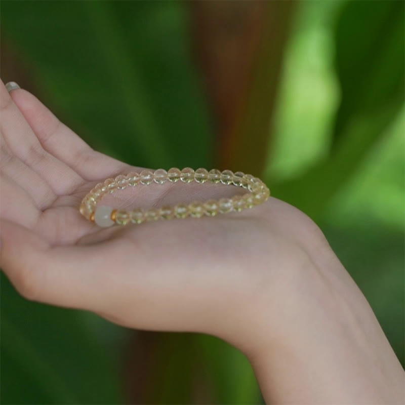 Bracelet de prospérité en jade citrine de 4 mm pour l'abondance et l'harmonie