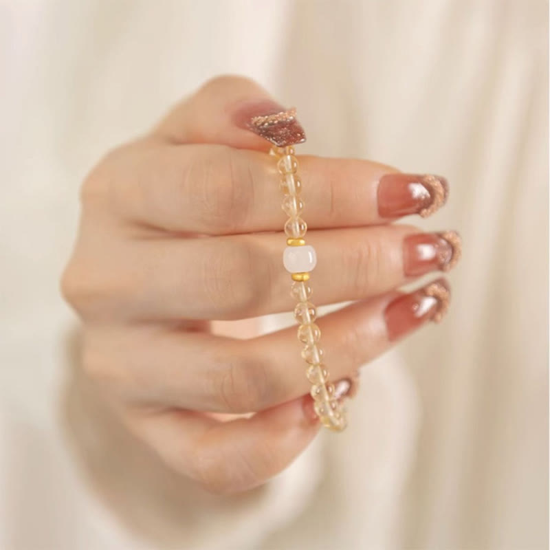 Bracelet de prospérité en jade citrine de 4 mm pour l'abondance et l'harmonie