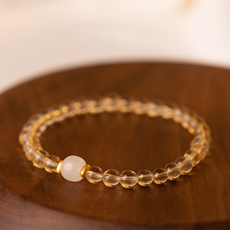 Bracelet de prospérité en jade citrine de 4 mm pour l'abondance et l'harmonie