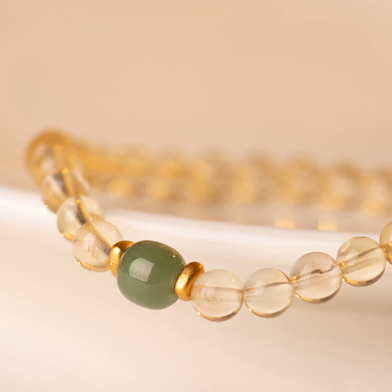 Bracelet de prospérité en jade citrine de 4 mm pour l'abondance et l'harmonie