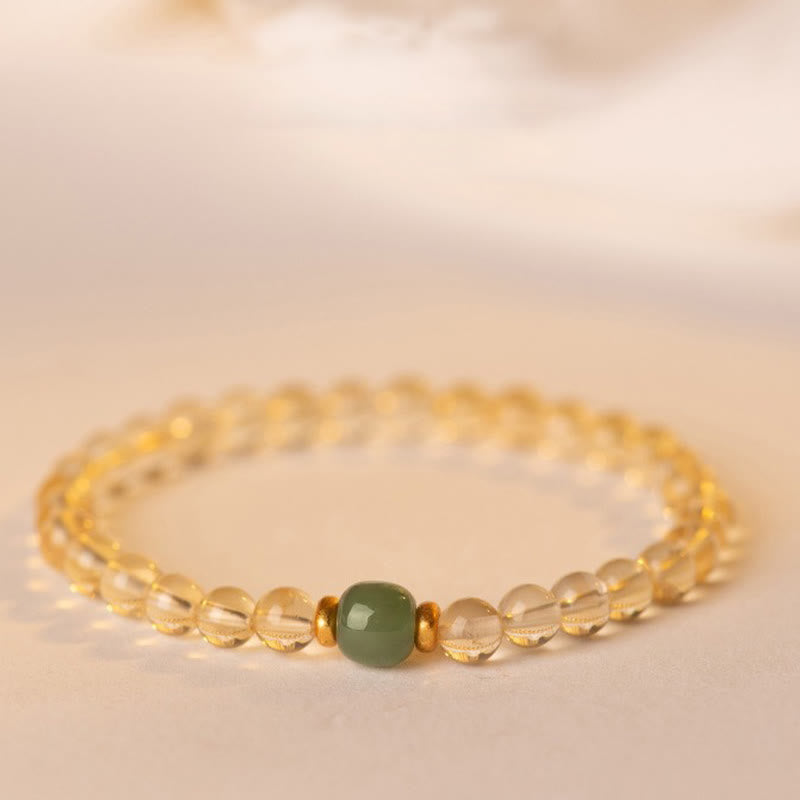 Bracelet de prospérité en jade citrine de 4 mm pour l'abondance et l'harmonie