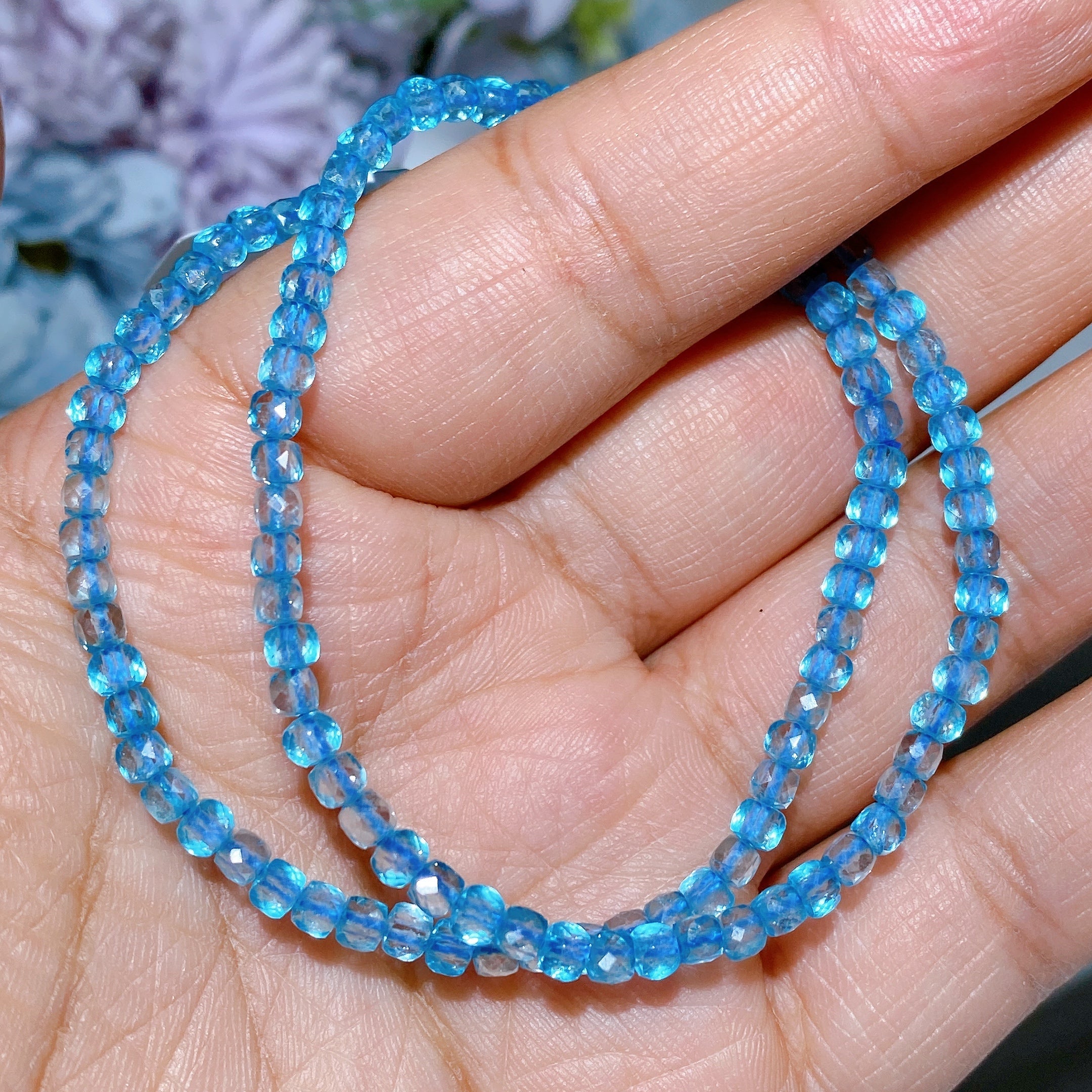 4mm Faceted Crystal Cube Bracelet for Healing Energy