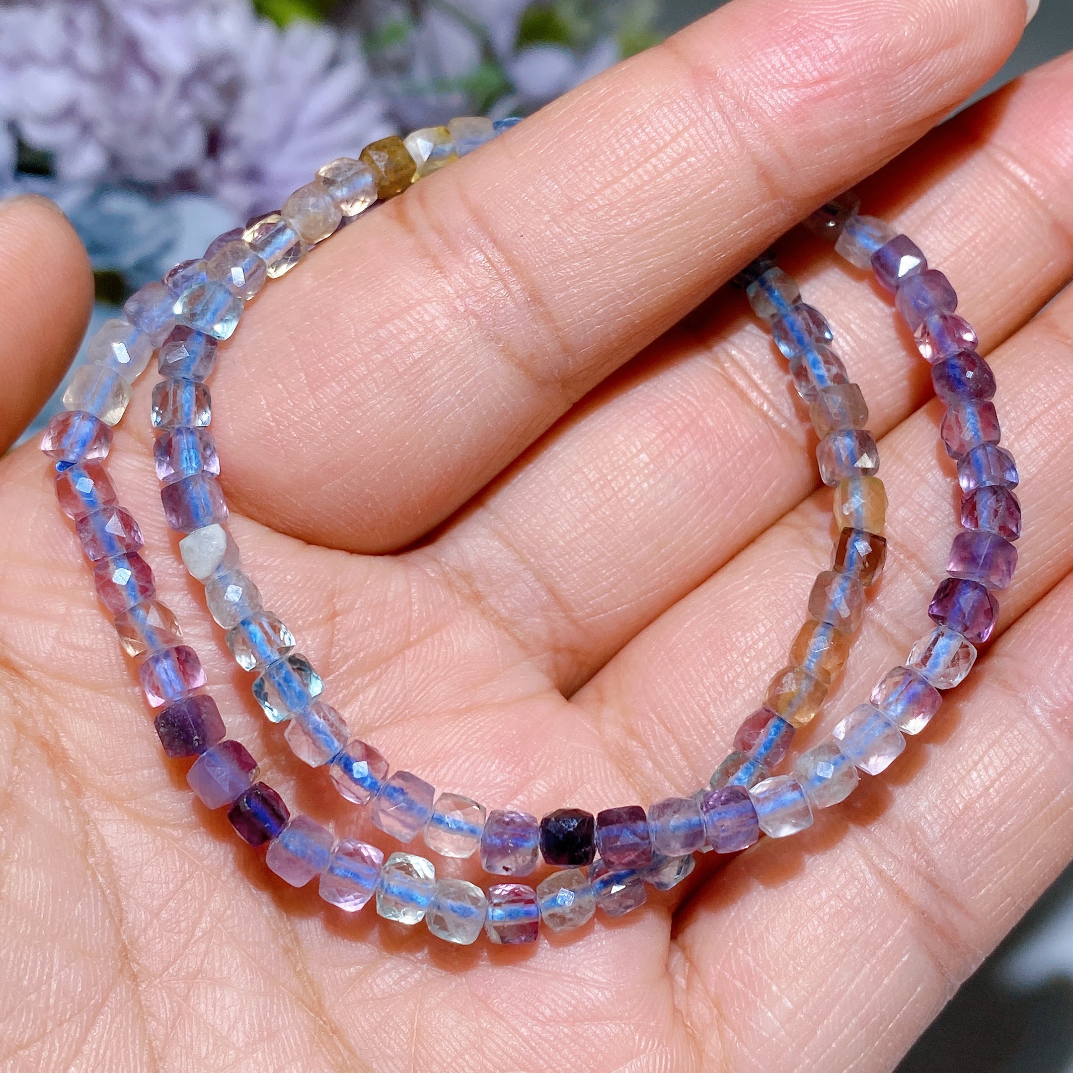 4mm Faceted Crystal Cube Bracelet for Healing Energy