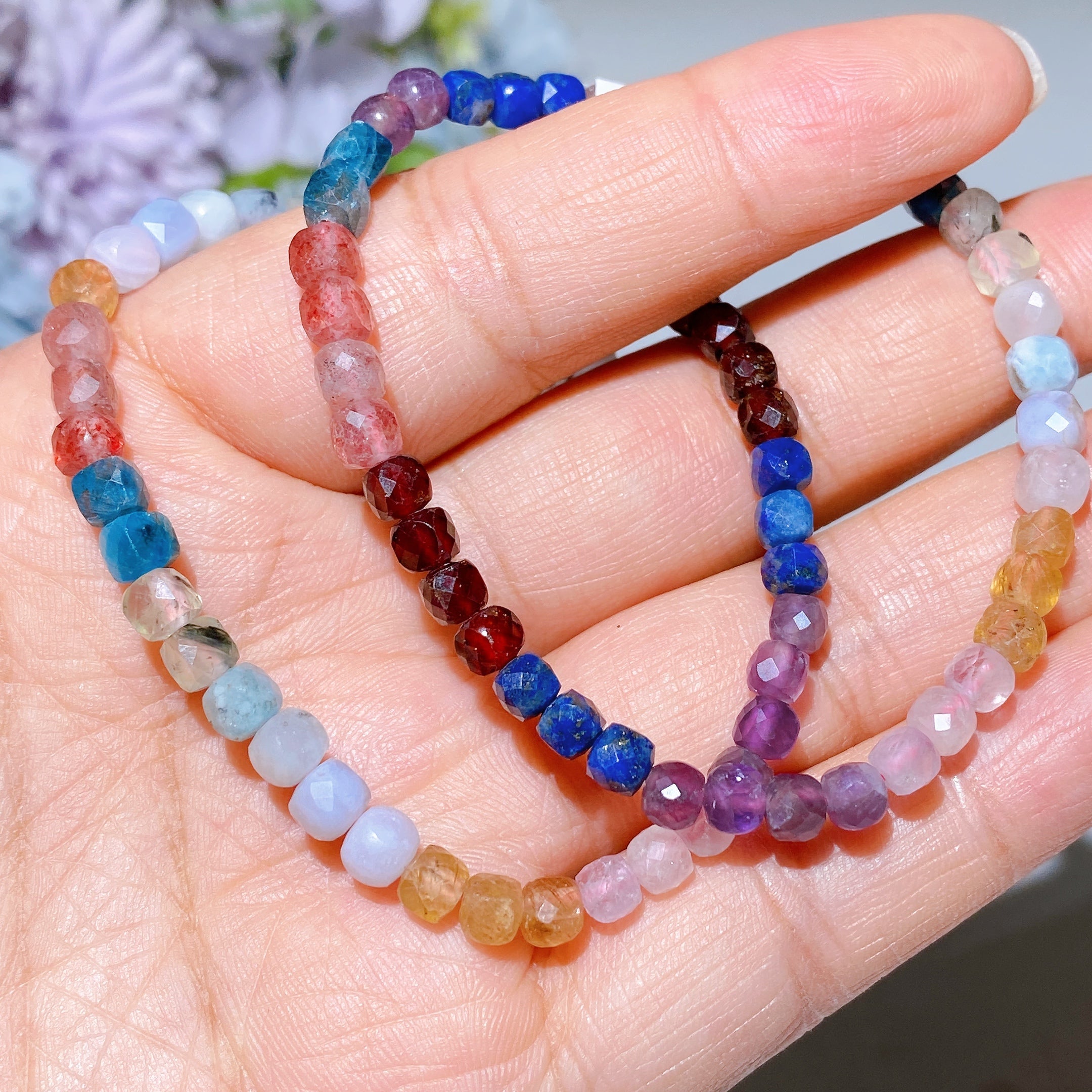 4mm Faceted Crystal Cube Bracelet for Healing Energy