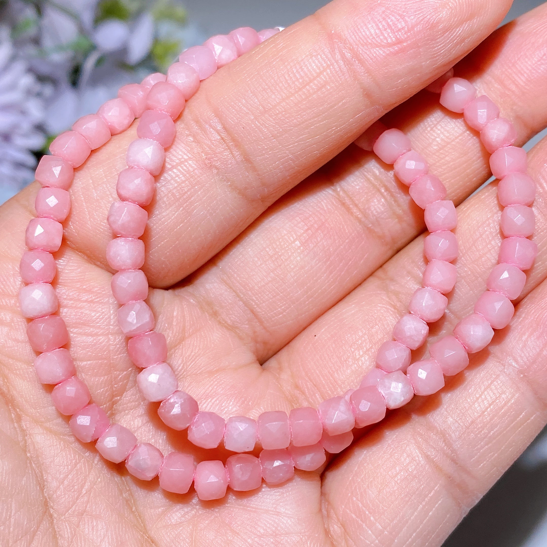 4mm Faceted Crystal Cube Bracelet for Healing Energy