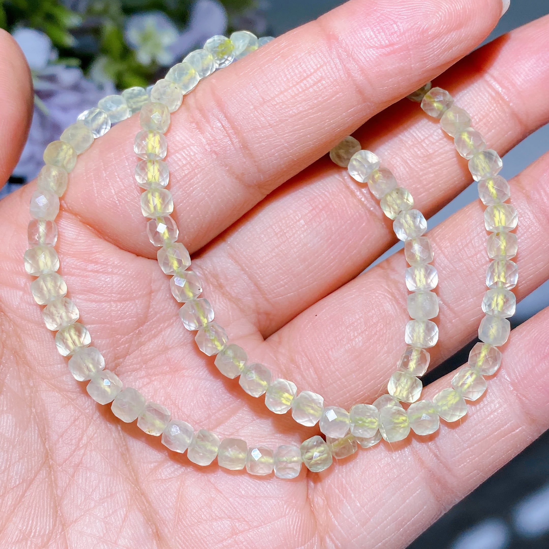 4mm Faceted Crystal Cube Bracelet for Healing Energy