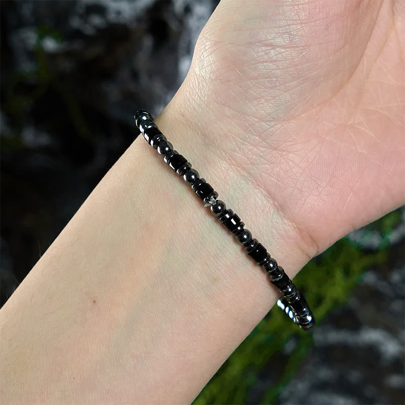 Bracelet spirituel en hématite de 4 mm pour l'ancrage et la concentration