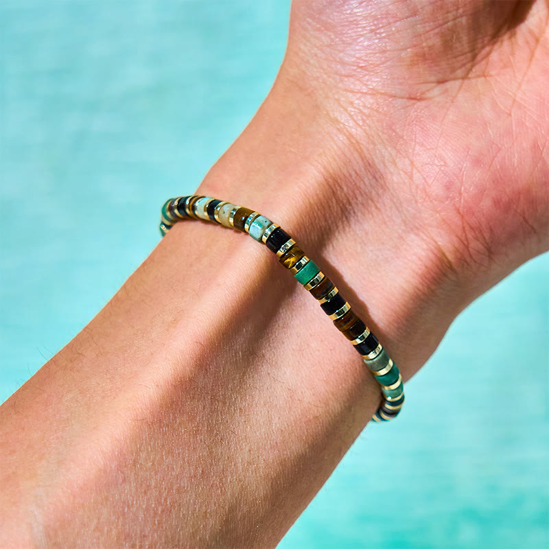 Bracelet de soutien unisexe en hématite œil de tigre de 4 mm